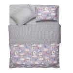 Bedding set ARDESTO 2.0 Gloria, sateen, funny cats, grey, duvet cover 200x220cm, bed sheet 230x240cm, pillowcases (2) 50x70cm, 100% cotton