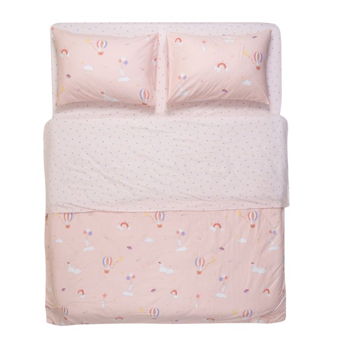 Bedding set ARDESTO 1.5 Gloria, sateen, joy, pink, duvet cover160x220cm, bed sheet 160x220cm, pillowcases (2) 50x70cm, 100% cotton