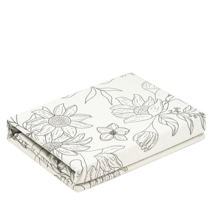 Bedding set ARDESTO 1.5 Gloria, sateen, flowers, beige, duvet cover160x220cm, bed sheet 160x220cm, pillowcases (2) 50x70cm, 100% cotton