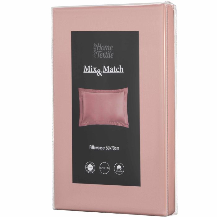 Pillowcase ARDESTO Mix&Match Premium, 50x70+5cm, 100% cotton, sateen, light pink
