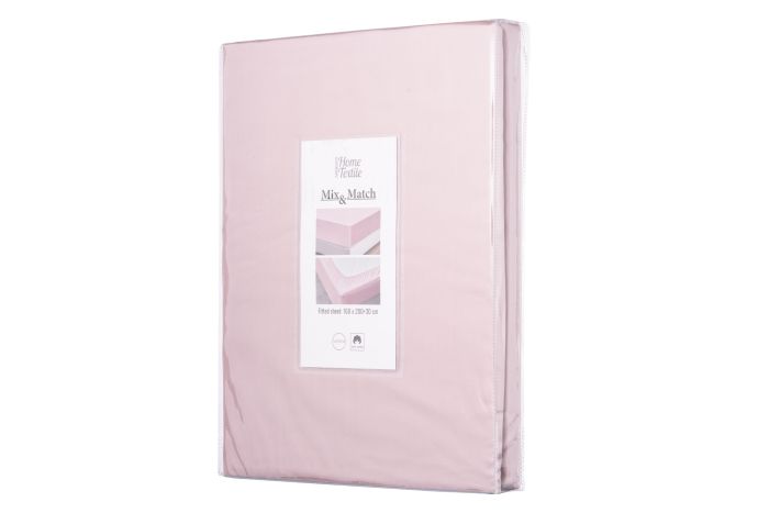Fitted sheet ARDESTO Mix&Match 180x200+30cm, 100% cotton, sateen, light pink