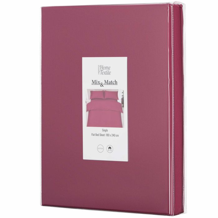 Flat sheet ARDESTO Mix&Match 180x240cm, 100% cotton, sateen, burgundy