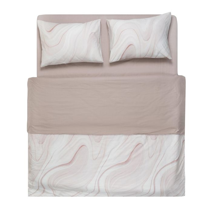 Bedding set ARDESTO 1.5 Gloria, sateen, marble, beige, duvet cover160x220cm, bed sheet 160x220cm, pillowcases (2) 50x70cm, 100% cotton