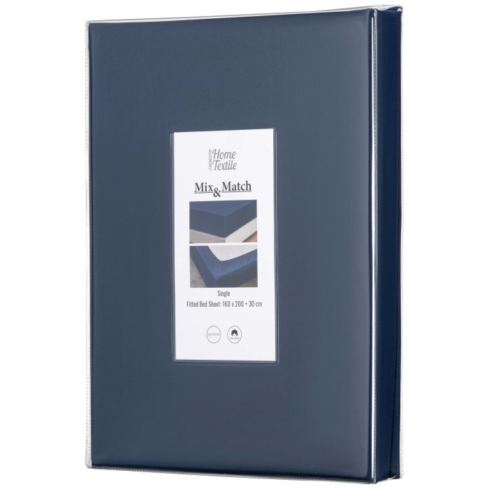 Fitted sheet ARDESTO Mix&Match 160x200+30cm, 100% cotton, sateen, blue