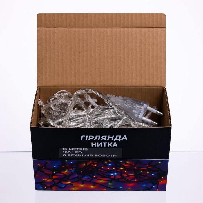 Новорічна гірлянда кімнатна нитка 14 м 160 LED кімнатна гірлянда білий провід Жовте світло W160LED16MWY