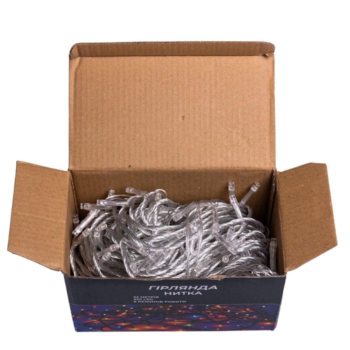 Новорічна гірлянда кімнатна нитка 22 м 220 LED білий провід Жовтий W220LED22MWY