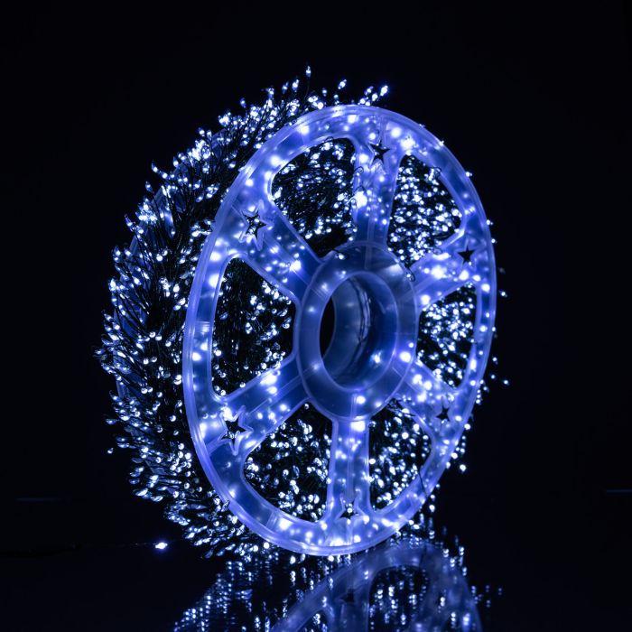 Новорічна гірлянда кімнатна роса Хвойна лапа 50 м 1500 LED зелений провід Біле сяйво D1500L50MGW