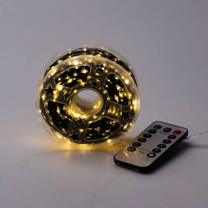 Новорічна гірлянда кімнатна Роса з пультом 100 м 1000 LED нитка зелений провід Жовте сяйво 1000L100MGY