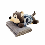 Плед-іграшка подушка 3 в 1 Собака Хаскі-матрос 110х150 см з пледом Коричневий 520-3BR