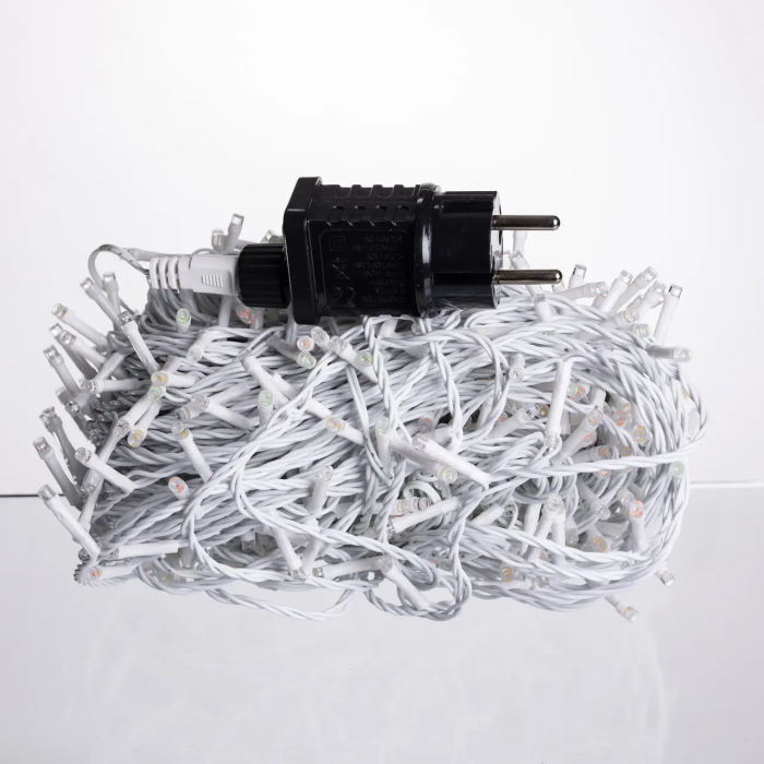 Світлодіодна гірлянда Роса 50 метрів 500 LED біла нитка на мідному дроті з пультом Мультиколор 500L50MWML