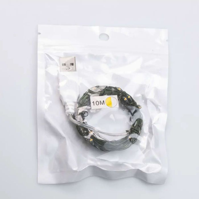 Гірлянда роса 10 метрів USB на 100 led світлодіодів крапля на зеленому дроті USB100L10MGY