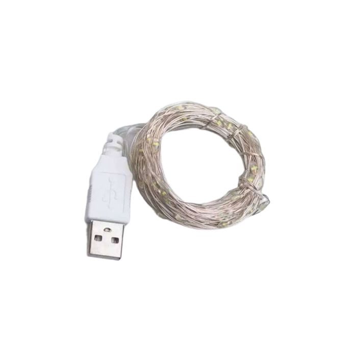 Гірлянда роса 20 метрів USB на 200 led світлодіодів крапля на білому дроті біла USB200L20MWW