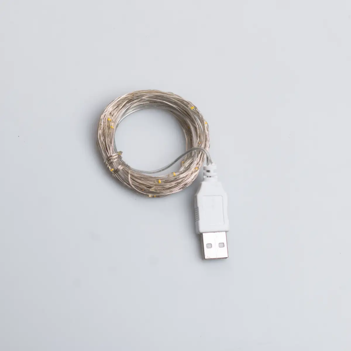 Гірлянда роса 10 метрів USB на 100 led світлодіодів крапля на білому дроті жовта USB100L10MWY