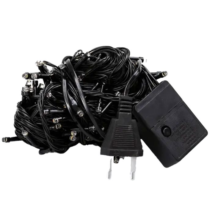 Новорічна гірлянда кімнатна нитка 14 м 160 LED кімнатна гірлянда чорний провід Біле світло W160LED16MBW